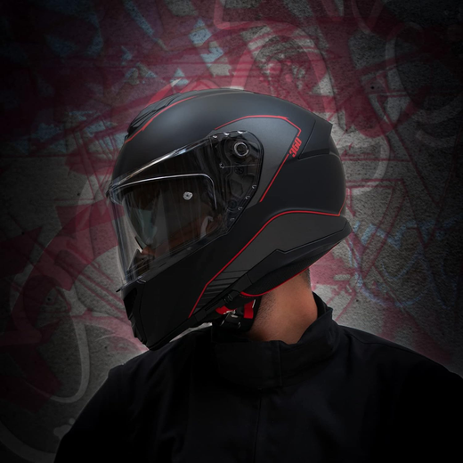 Casco Integral 360 KAD (Negro y Rojo Mate)