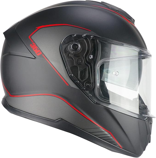 Casco Integral 360 KAD (Negro y Rojo Mate)