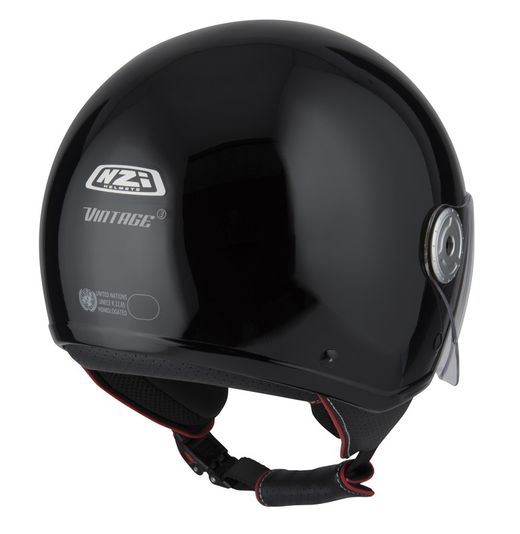 Casco jet nzi vintage 3 negro brillo