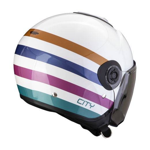 Casc Jet Scorpion Exo City II BEE  blanc-verd-or