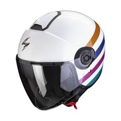 Casc Jet Scorpion Exo City II BEE  blanc-verd-or