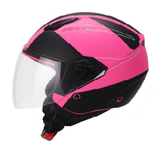 Casco unik cj-16 rosa fluor negro