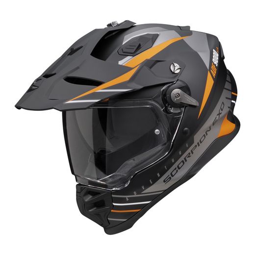 Casco off-road Scorpion ADF-9000 AIR FEAT Negro mate-Plata-Naranja