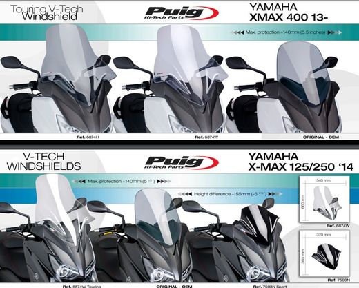 Yamaha X-MAX 125/250/400 Parabrisas Touring