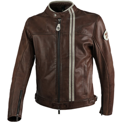 Chaqueta de Moto By City 70S Man | Piel Perforada de Verano | Protecciones Flexishock Nivel 2 | Estilo Retro
