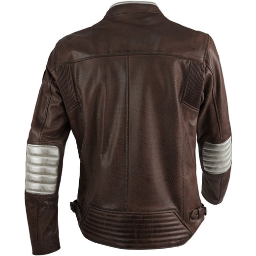 Chaqueta de Moto By City 70S Man | Piel Perforada de Verano | Protecciones Flexishock Nivel 2 | Estilo Retro