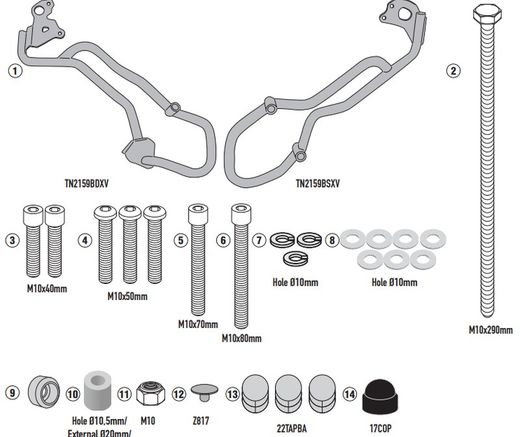 Defensas de motor tubular Tracer 9 (21-22), negro