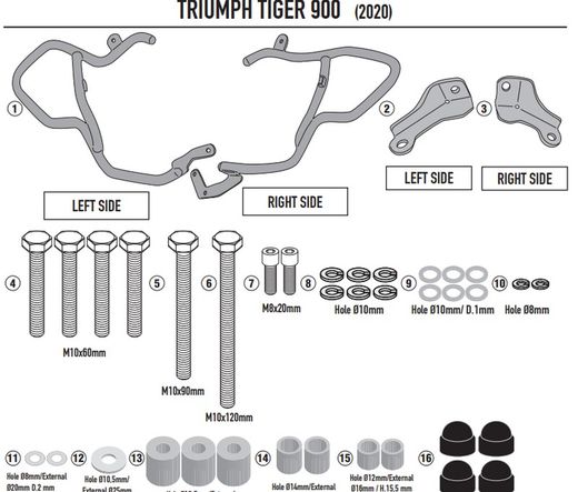 Defensas motor Triumph Tiger 900 (20>23)y (24>)