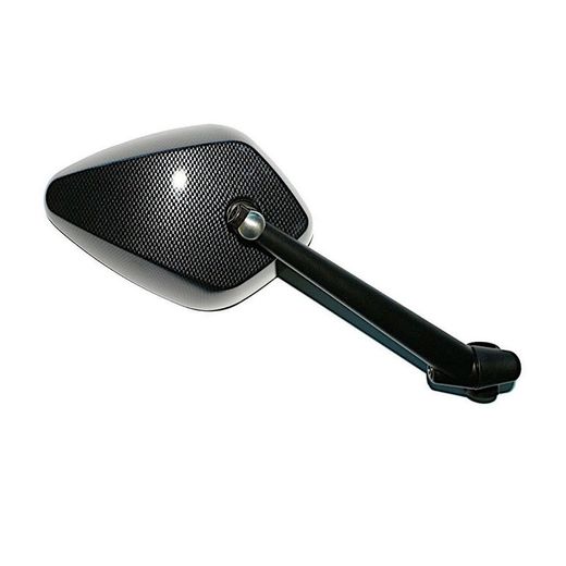 Espejo retrovisor universal, abatible y de aluminio color carbono