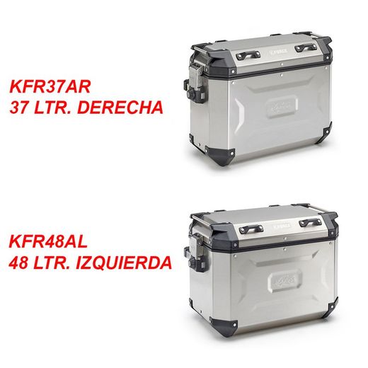 Juego maletas laterales K-Force 48L. (Izquierda) + 37L.(Derecha) aluminio natural