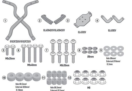 Adaptador maleta  keeway rkf 125 (18 > 24) givi 9103fz