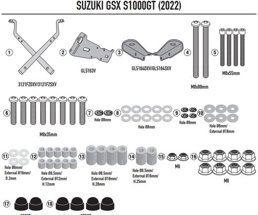 Adaptador parrilla Suzuki GSX S 1000 GT (22 >)