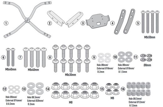 Adaptador parrilla givi y. Mt-03 321 (20 > )