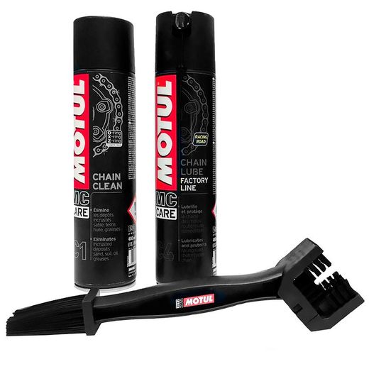 Motul pack grasa cadena factory c4 + limpiador de cadena c1 + cepillo