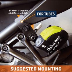 Negro Soporte Antirrobo Moto Disco UR14S/UR10 para Fijar a Tubos y Tornillos, Universal