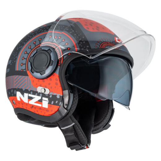 Casco Semijet NZI Ringway 2 Duo Antera Antracite & Red Matt
