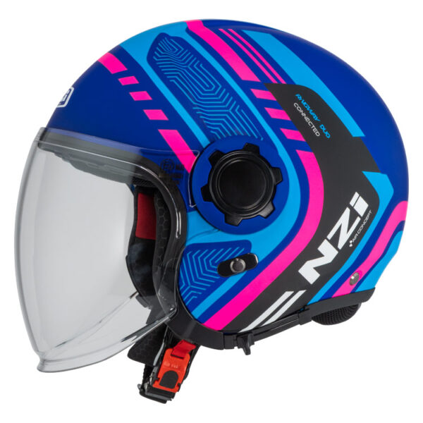 Casco Semijet NZI Ringway 2 Duo Connected Blue&Pink & Blue Matt 2XL