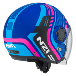 Casco Semijet NZI Ringway 2 Duo Connected Blue&Pink & Blue Matt