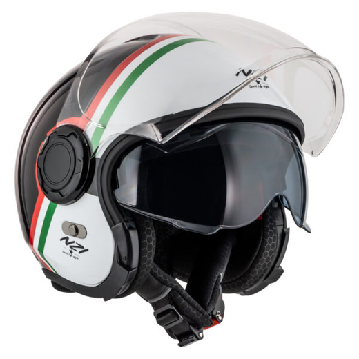 Casco Semijet NZI Ringway 2 Duo Skyline Black & White Italy