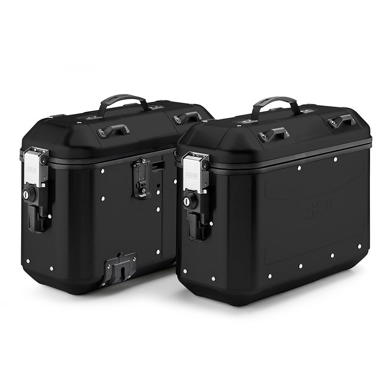 Pack de 2 maletas aluminio negro, 36 L., DLMK36B TREKKER DOLOMITI BLACK  LINE — Totmoto