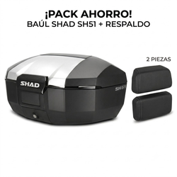 Pack Maleta Superior SHAD SH51 Aluminio + Respaldo Doble