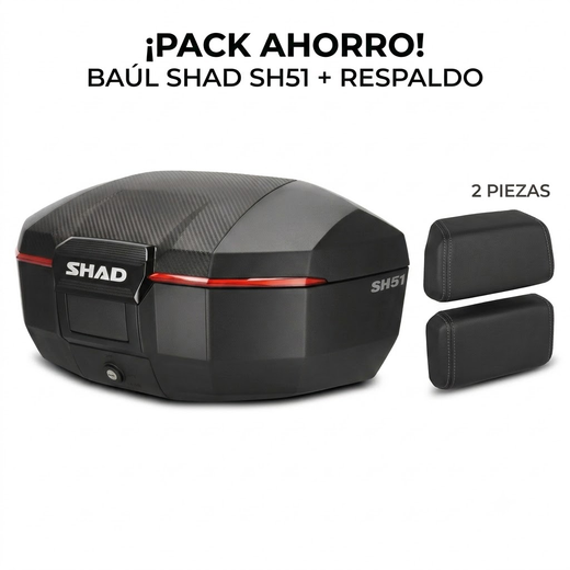 Pack Maleta Superior SHAD SH51 Carbon + Respaldo Doble