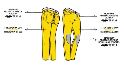 Pantalón vaquero de moto de mujer pmj new rider lady