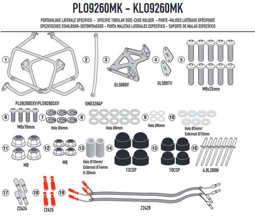 Porta-maletas lateral PL ONE-FIT V. Valico 900DSX 24> MONOKEY® diámetro 18 mm