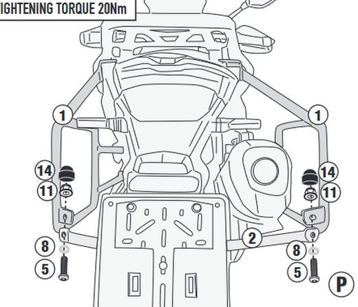 Porta-maletas lateral PL ONE-FIT V. Valico 900DSX 24> MONOKEY® diámetro 18 mm