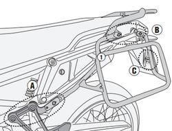 Portamaletas lateral A. TUAREG 660 21> PL ONE-FIT configurado para maletas MONOKEY«