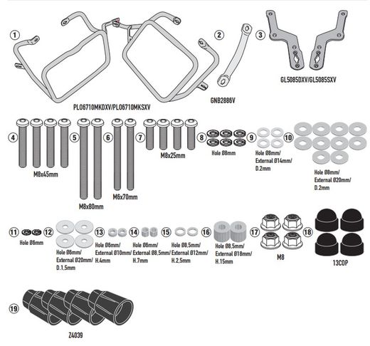 Portamaletas lateral A. TUAREG 660 21> PL ONE-FIT configurado para maletas MONOKEY«