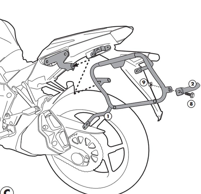 Portamaletas lateral kawasaki z 1000 sx (11 > 19) givi plxr4100