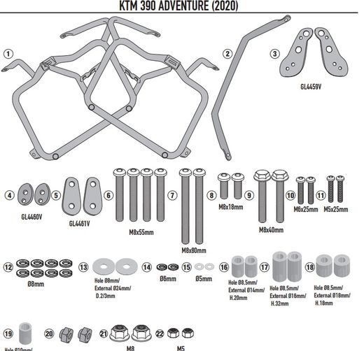Portamaletas lateral mk KTM 390 Adventure (20 > 23)