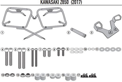 Portamaletas lateral mkside Kawasaki Z 650 (20>23) y Z 650 (17>19)
