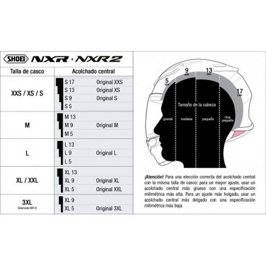 Acolchado central Shoei NXR y NXR 2