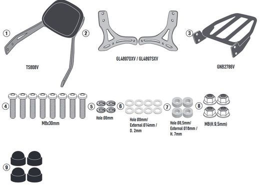 Respaldo especifico negro con portaequipajes H.CMX 1100 rebel (21 > 22)