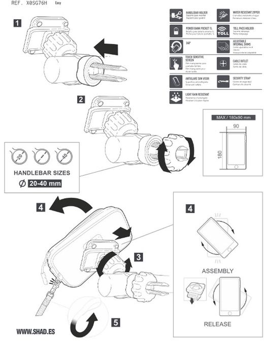 SG76 Soporte para Smartphones con bolsillo extra (MANILLAR)