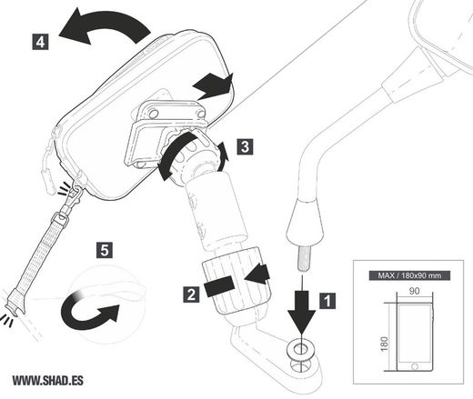 SG76 Soporte para Smartphones con bolsillo extra (RETROVISOR)