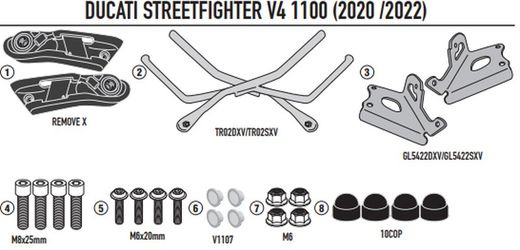 Soporte alforjas Remove-x Ducati Streetfighter V4 1100 (20 > 23)