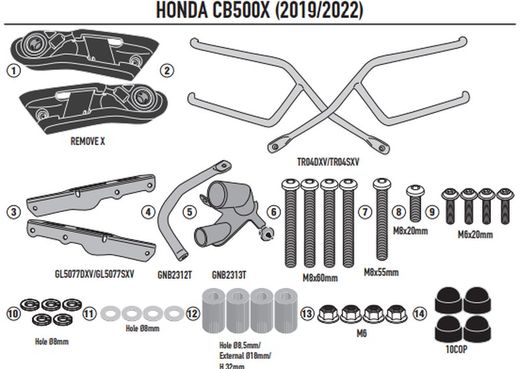 Soporte alforjas Remove-x Honda CB 500 X (19>23)