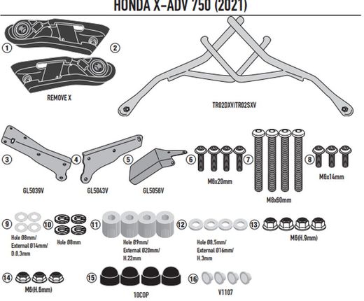 Soporte alforjas Remove-x Honda X-ADV 750 (21 > 23)