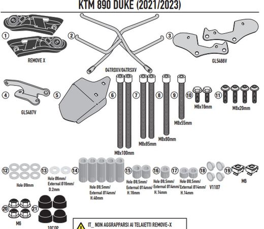 Soporte alforjas Remove-x KTM 890 Duke R (21>)