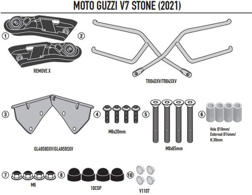 Soporte alforjas Remove-x M.Guzzi V7 850 Stone / Special (21>)