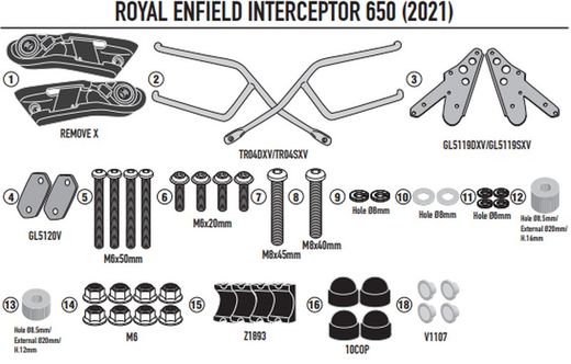 Soporte alforjas Remove-x Royal Enfield Interceptor 650 (19 > 23)