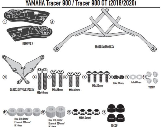 Soporte alforjas Remove-x Yamaha Tracer 900 / Tracer 900 GT (18 > 20)