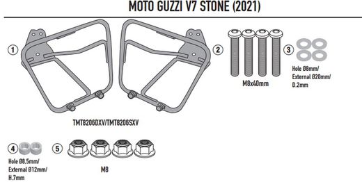 Soportes alforjas .Moto Guzzi V7 850 Stone / Special (21 > 23)