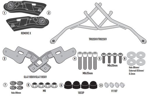Soporte MT-07 18>22 de Fijaci¾n rapida REMOVE-X para alforjas