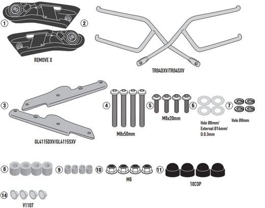 Soporte de K. Z 900 20>22 para Fijaci¾n rapida REMOVE-X para alforjas