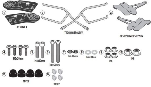 Soporte Leoncino 500 17>21 de Fijaci¾n rapida REMOVE-X para alforjas
