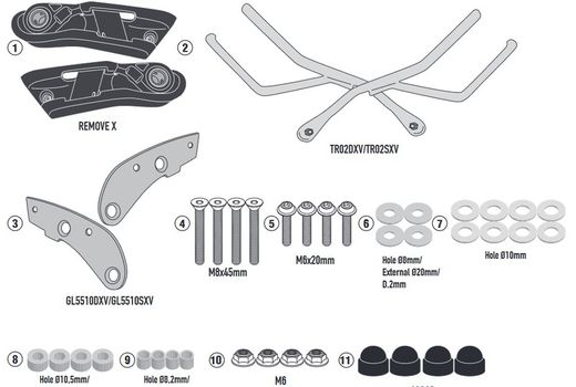 Soporte de K.Z 650 20>22 de Fijaci¾n rapida REMOVE-X para alforjas